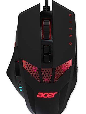 Acer Nitro Gaming Maus (4.000 DPI, anpassbar mit sechs Stufen und acht Tasten inkl. Burst Fire) rot/schwarz