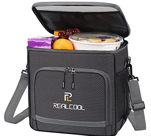 RealCool Kühltasche 15L, Lunchtasche,Kühlbox,Großer Faltbarer Kühlkorb,Isolierte Tasche,Thermotasche,Picknicktasche für den Lebensmitteltransport,Kühltasche für Picknick,Reisen,Camping