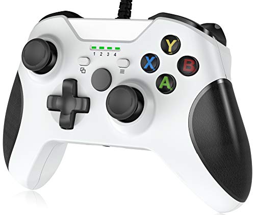 Wired Controller für Xbox One, YCCSKY Kabelgebundener Xbox One Game Controller mit Dual Vibration und Audio Jack, USB Gamepad Joystick für Xbox One/Xbox One X&S/PC/Windows(7,8,10) - Weiß