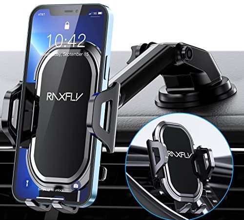 RAXFLY Handyhalterung Auto, 3 in 1 Universalle Kfz Handyhalterung Auto Saugnapf & Lüftung, Auto Handyhalterung Armaturenbret Smartphone Handy Halterung Auto Zubehör für iPhone Samsung Huawei Xiaomi