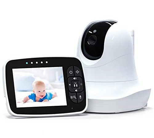 HAOTING Babyphone mit Kamera 3,5-Zoll-LCD-Bildschirm 2,4-GHz-Kabellos Videomonitor mit Temperaturüberwachung, 900-Fuß-Übertragungsreichweite, 2-Wege-Gespräch, Nachtsicht, Akku mit hoher Kapazität