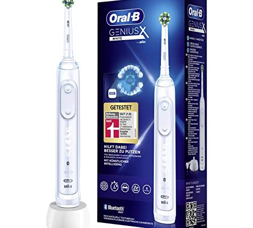 Oral-B Genius X Elektrische Zahnbürste/Electric Toothbrush, 6 Putzmodi für Zahnpflege, künstliche Intelligenz & Bluetooth-App, Geschenk Mann/Frau, Designed by Braun, weiß