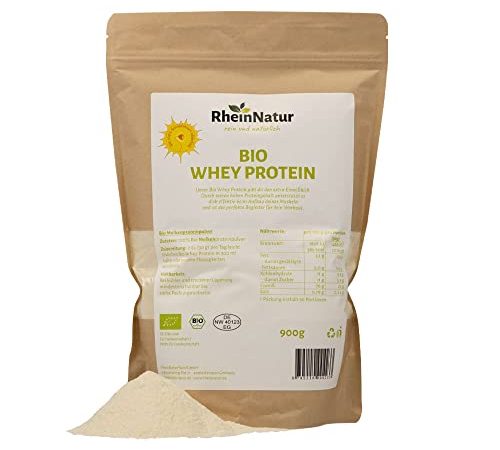 RheinNatur BIO Whey Protein-Pulver 900g - Natürliches, geschmacksneutrales Eiweißpulver zum Muskelaufbau