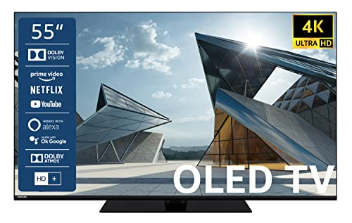 TOSHIBA 55XL9C63DG 55 Zoll OLED Fernseher/Smart TV (4K UHD, HDR Dolby Vision, Dolby Atmos, Sound by Onkyo, Triple-Tuner, 100 Hz, Game Mode, Bluetooth, PVR-Ready, Netflix UVM.) - Inkl. 6 Monate HD+