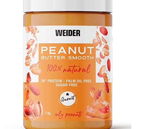 Weider Peanut Butter - Erdnussbutter - 100 Prozent gemahlene Erdnüsse - 100 Prozent natürlich - ohne Konservierungsstoffe - ohne Palmöl - ohne Salzzusatz - vegan - cremige Textur - 1 kg