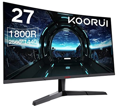 KOORUI 27 inch Gaming Monitor - 144HZ 1ms, 2560 x 1440 (QHD) Resolution, DCI-P3 85%, Ultra-Thin Aperture, Adjustable tilt, HDMI/DP/VGA/Audio Out 【VESA】 - Experience an immersive Gaming Experience