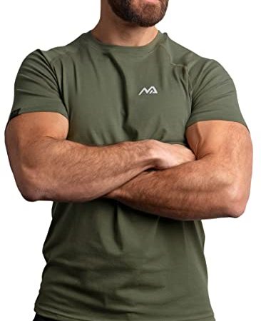 Natural Athlet Slim-Fit Fitness Tshirt für Herren - Langes schnelltrocknendes Gym T-Shirt - Bodybuilding, Krafttaining und Sport