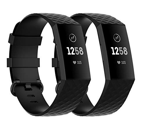 Maspen Armband Kompatile für Fitbit Charge 4/Fitbit Charge 3 Damen Herren, Silikon Ersatz Fitness Uhrenarmband