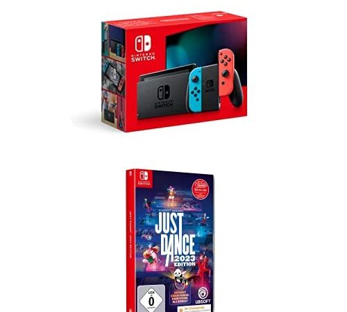 Nintendo Switch Konsole - Neon-Rot/Neon-Blau + Just Dance 2023 Edition - Limitierte Special Edition - exklusiv bei Amazon (Code in a box) - [Nintendo Switch]